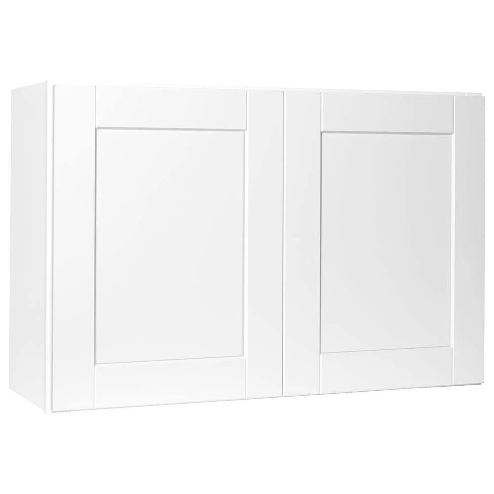 Hampton Bay Shaker Assembled 36x24x24 in. Above Refrigerator Deep Wall Bridge Kitchen Cabinet in Satin White