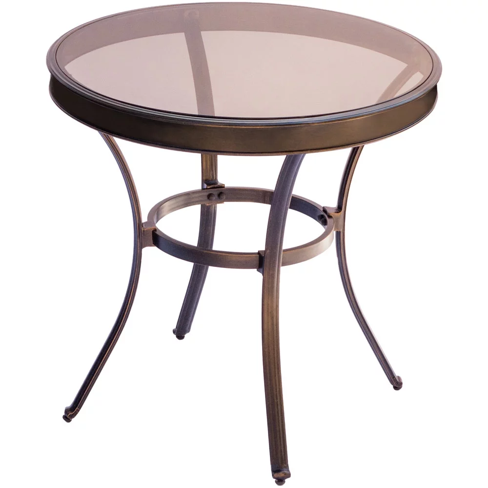 Hanover Traditions 3-Piece Bistro Set in Tan with 30 in. Glass-Top Table