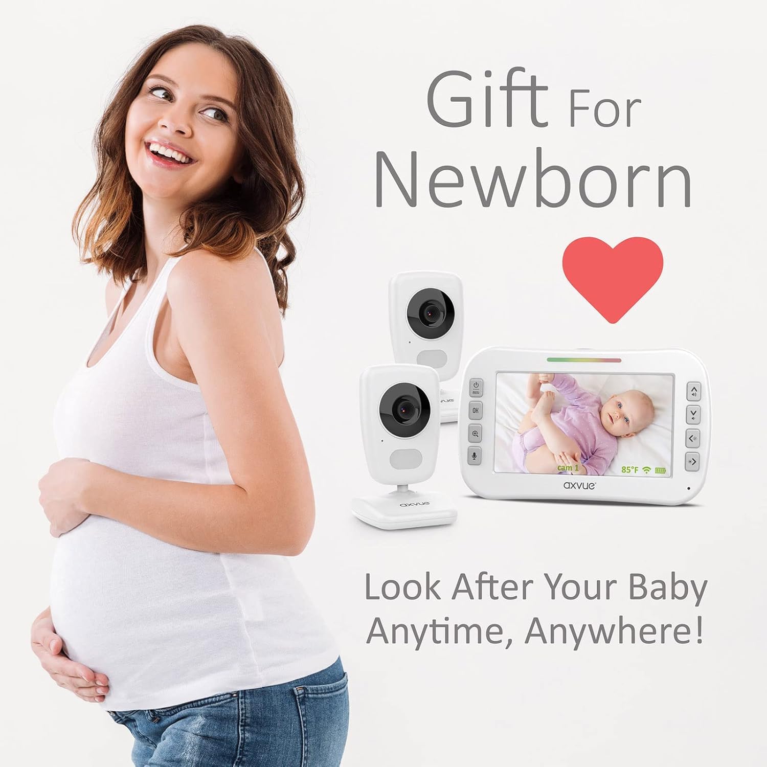 Video Baby Monitor 5 Screen, 2 Cam, Extra Long Range, Secure Wireless Technology, Built-in Auto Night Vision, Temperature Alert