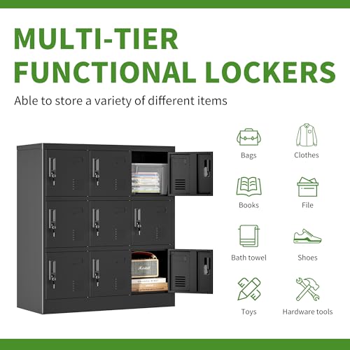 6 Doors Metal Lockers for Employees, Steel Storage Locker with Lock and Card Slot, Employee Lockers for Home, Office, School, Gym