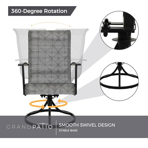 Grand patio 7-Piece Patio Dining Set for 6, Outdoor Dining Set with Swiviel Patio Chairs & 1 Rectangular Woodgrain Dining Table with Umbrella Hole