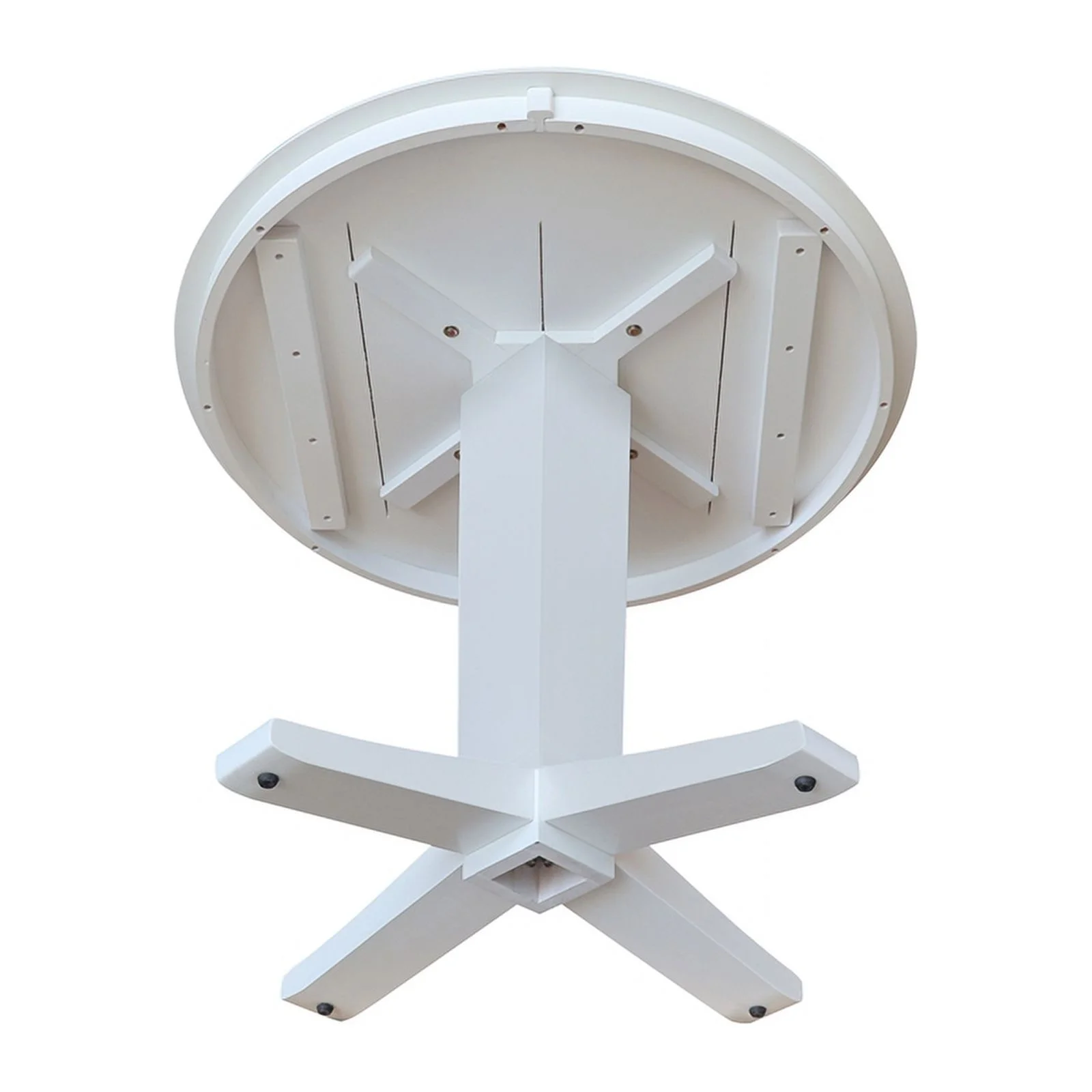 36" Round Solid Wood Top Pedestal Dining Table in White