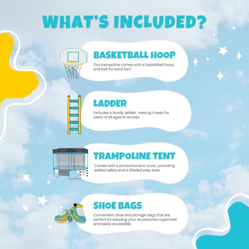 SkyBound Trampoline with Safety Enclosure Net - 10ft 12ft 14ft 15ft 16ft Large Outdoor Backyard ASTM Approved Trampolines for Kids & Adults