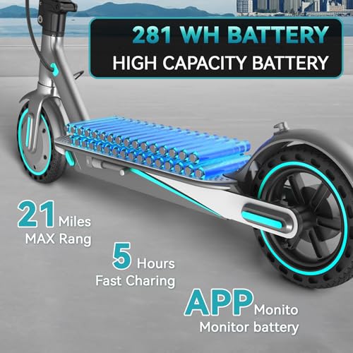 Electric Scooter for Adults, 19/25 Mph Max Speed, 21/25/35 Miles Range,350/500/600W APP Control E-Scooter with 8.5"/10" Inflatable tire