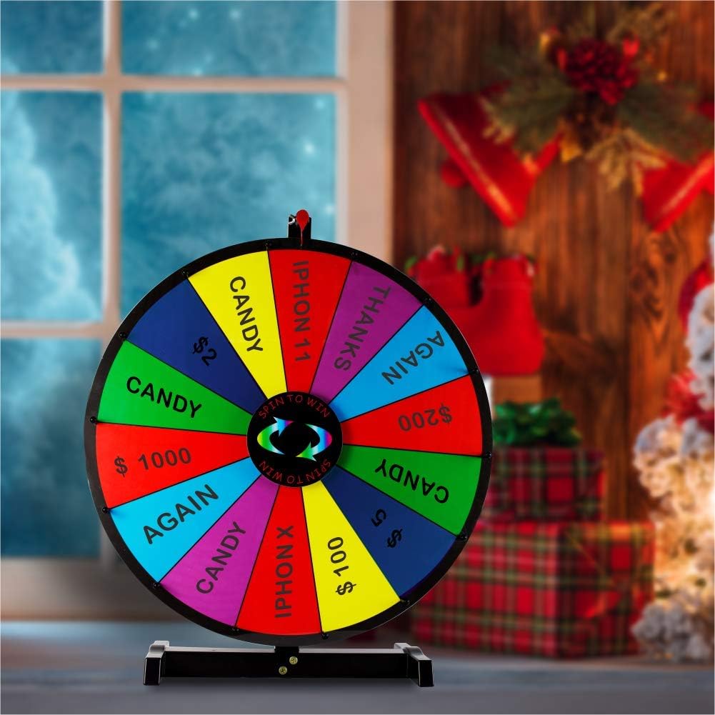 Tabletop Prize Wheel Spinning Win The Fortune Spin Game 14 Slots Color Dry Erase Game Spinner Wheel Easy to Clean Pack of 2