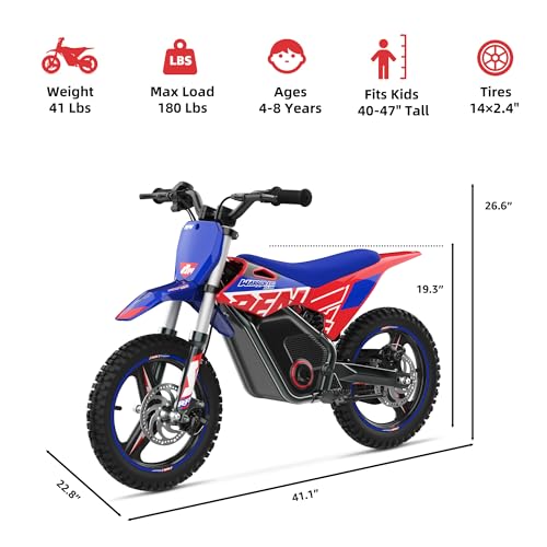 E500 36V Kids Electric Dirt Bike, Electric Motorcycle with 700W Motor | 21.7 mph Max Speed, 15.5-Mile Range & 3 Speeds Off-Road Bike for Ages 4-8
