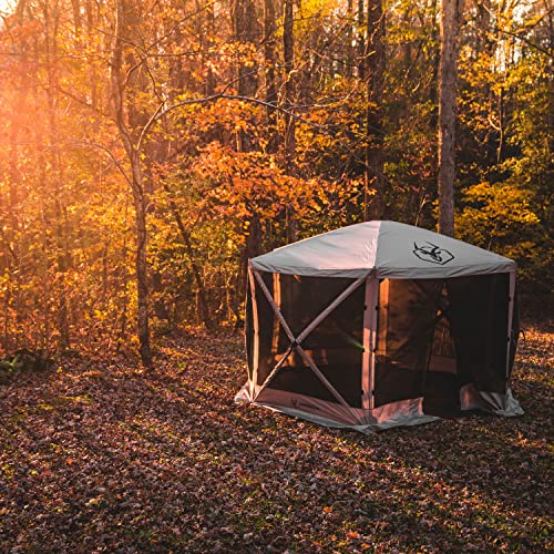 Gazelle Tents&trade;, G6 6-Sided Portable Gazebo, Easy Pop-Up Hub Screen Tent, Waterproof, UV Resistant, 8-Person & Table, Desert Sand