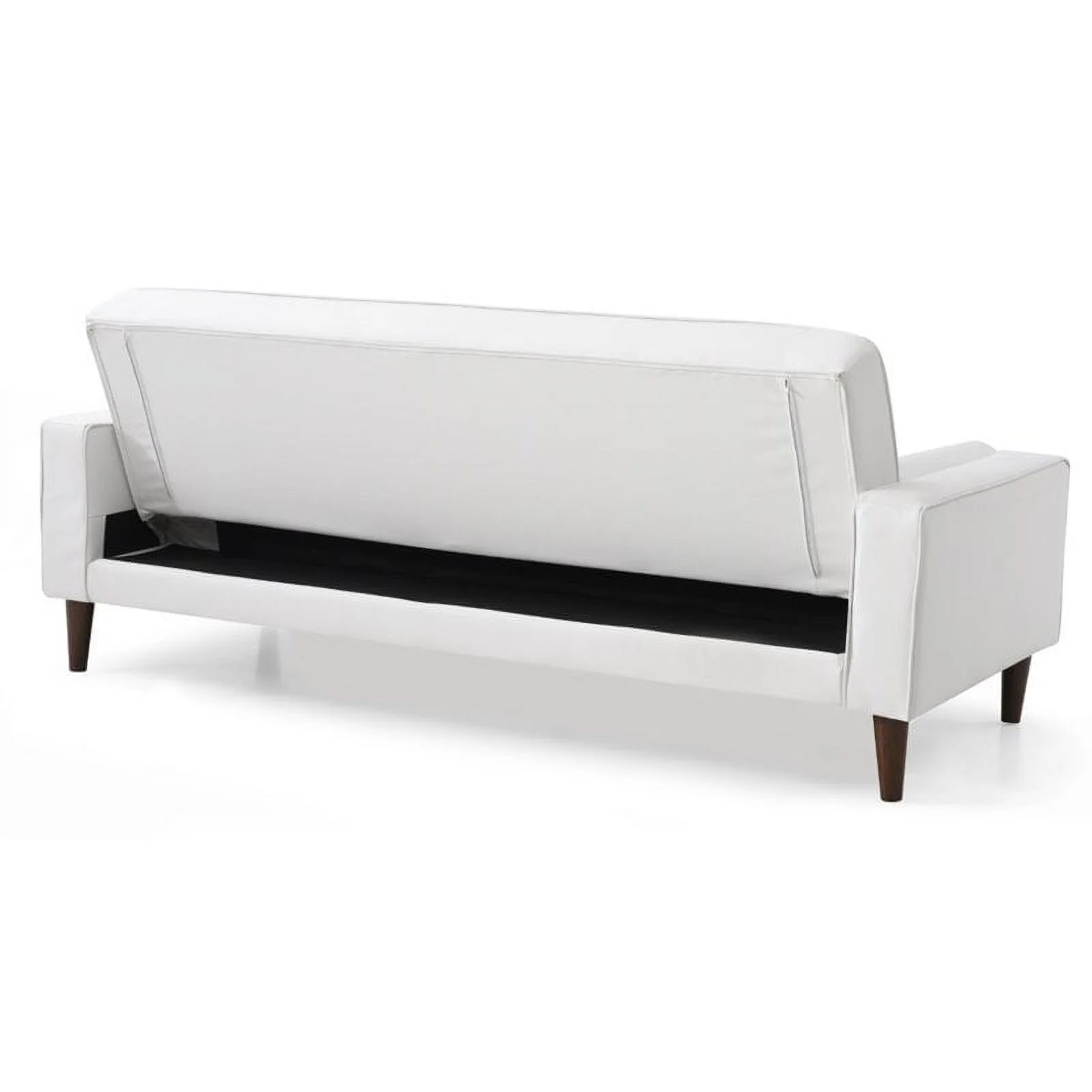 Maklaine Contemporary Faux Leather Sleeper Sofa in White Finish