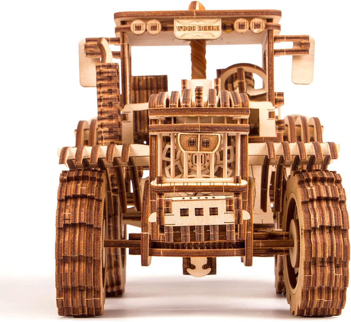 Wood Trick Wooden Mechanical Tractor Model Kit to Build for Adults and Kids - 11x7&Prime; - Detailed and Sturdy - Rubber Band Motor - 2 Speeds