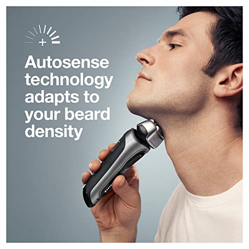 Braun Electric Razor for Men, Series 8 8457cc Electric Foil Shaver with Precision Beard Trimmer, Cleaning & Charging SmartCare Center, Galvano Silver