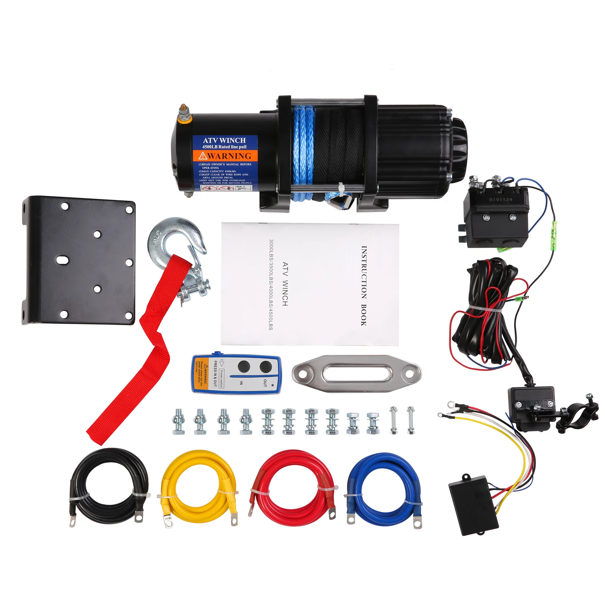Wireless 4500 LBS Electric Winch with 15m Synthetic Rope, 12V DC Recovery Winch Fit for Jeep Truck ATV/SUV Towing Road Trailer, Mounting