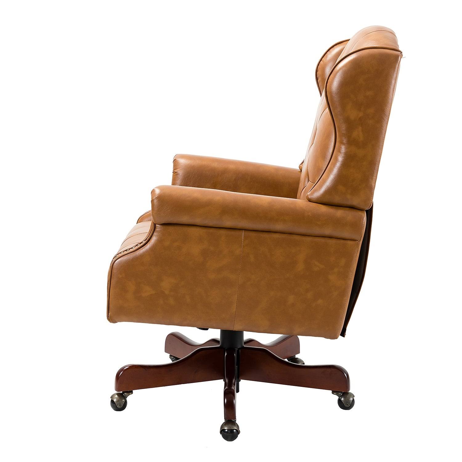 Maximiliano Swivel Executive Chair with Tufted Back - Camel