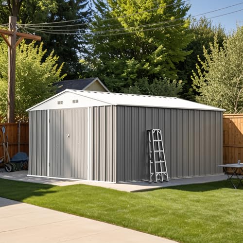 Patiowell 5x3 FT Outdoor Storage Shed, Tool Shed with Sloping Roof and Lockable Door, Metal Shed for Backyard Garden Patio Lawn, Brown