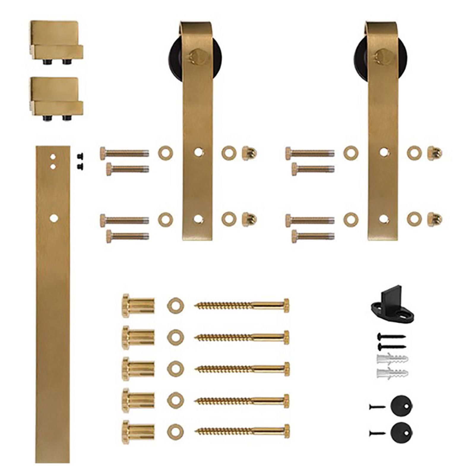 6.6 ft. Soft Closed Satin Brass PVD Rolling Barn Door Hardware Kit