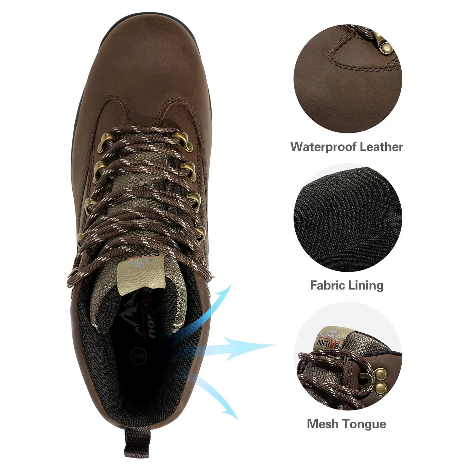 NORTIV 8 Men's Waterproof Steel Toe Boots Work Safety Protection Construction Boots ROCKFOR-STL BROWN Size 8