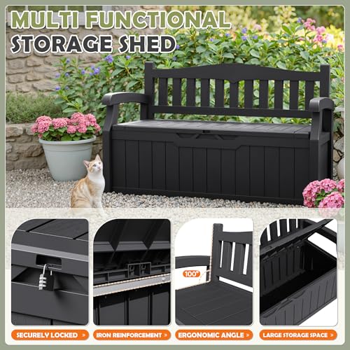 Homall 75 Gallon Outdoor Storage Benches Lockable Deck Box with Waterproof and UV Resistant, Waterproof Storage Box for Patio Furniture, Tools