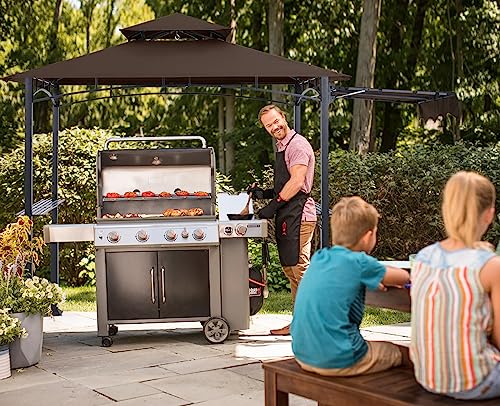 ABCCANOPY 8x5 Grill Gazebo - Outdoor BBQ Canopy Shelter with Led Light for Patio Backyard Grilling (Dark Gray)