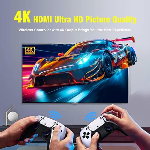 Wireless Retro Game Console, Retro Game Stick 4K HDMI Output and 2.4GHz Wireless Controller with Built-in 20000+ Games