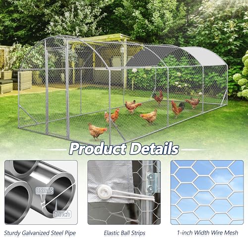 COVERONICS Metal Chicken Coop Run - Outdoor Large Chicken Coop with Waterproof Cover and Security Lock