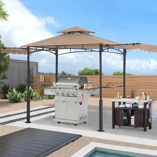ABCCANOPY 8x5 Grill Gazebo - Outdoor BBQ Canopy Shelter with Led Light for Patio Backyard Grilling (Dark Gray)
