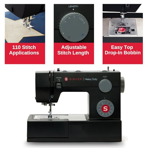 SINGER Heavy Duty 4432 High Speed Black Sewing Machine with Accessory Kit | Strong Motor with Enhanced Piercing Power, 110 Stitch Applications