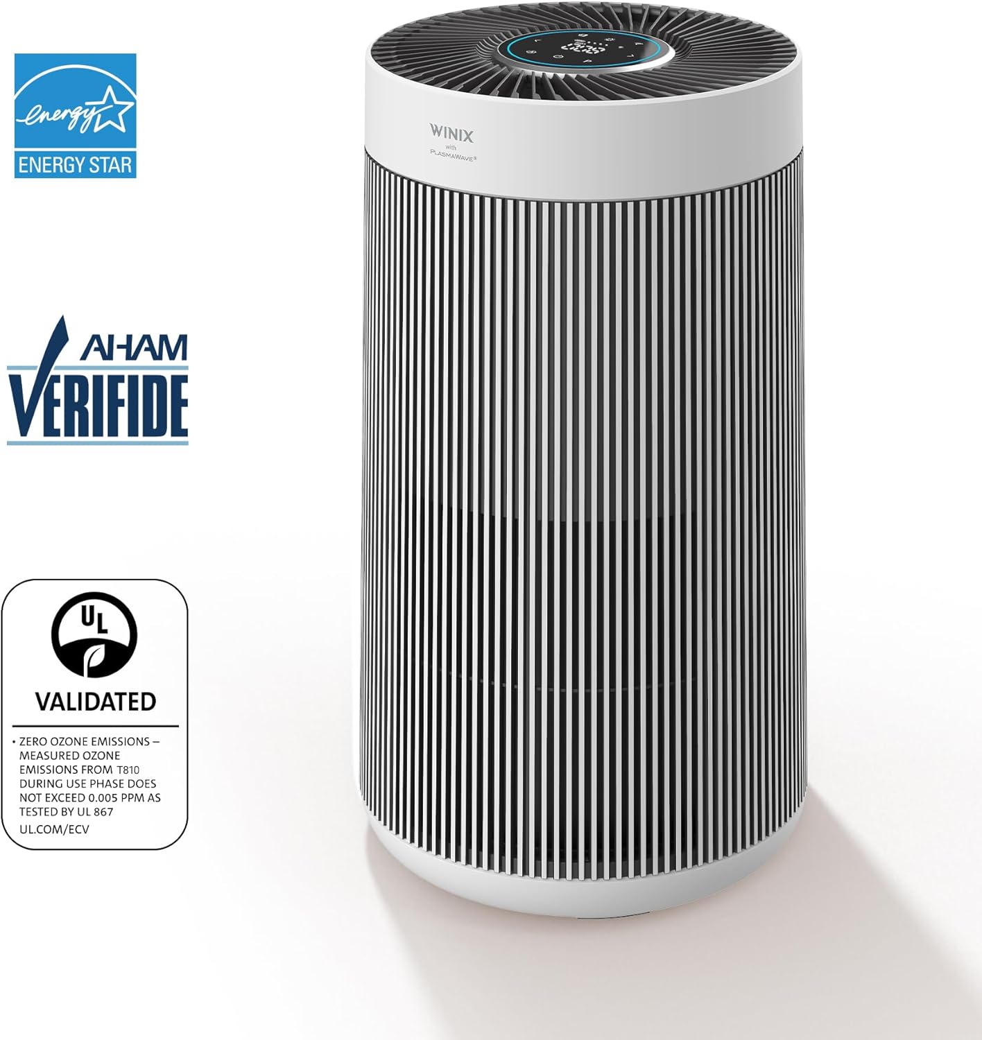 Winix T810 Large Room Air Purifier AHAM Verified for up to 410 sq ft All-in-One 4-Stage True HEPA Air Purifier with PlasmaWave Technology, Silver