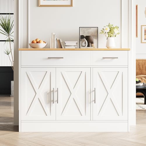 Vongrasig 43&rdquo; Sideboard Buffet Cabinet with Storage, Farmhouse Coffee Bar with Drawers and Shelves, Wood Buffet Table for Kitchen, Dining Room