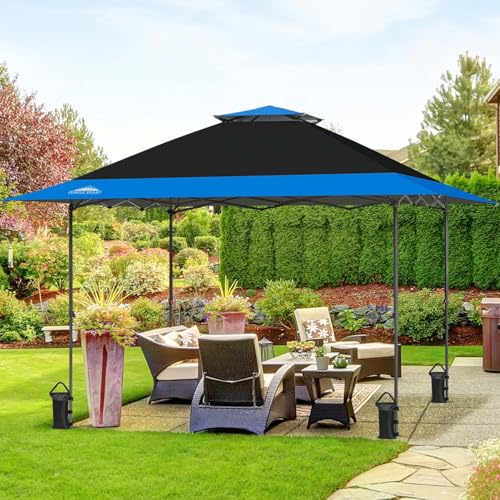 EAGLE PEAK 13x13 Straight Leg Pop Up Canopy Tent Instant Outdoor Canopy Easy Single Person Set up Folding Shelter w/Auto Extending Eaves 169 Square
