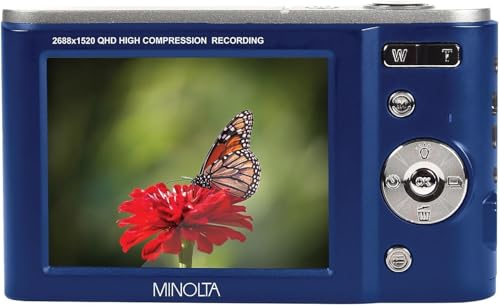 Minolta MND20 44MP Digital Camera &ndash; 2.7K Ultra HD Video, 16X Digital Zoom, Anti-Shake Stabilization, Time Lapse, Face Detection