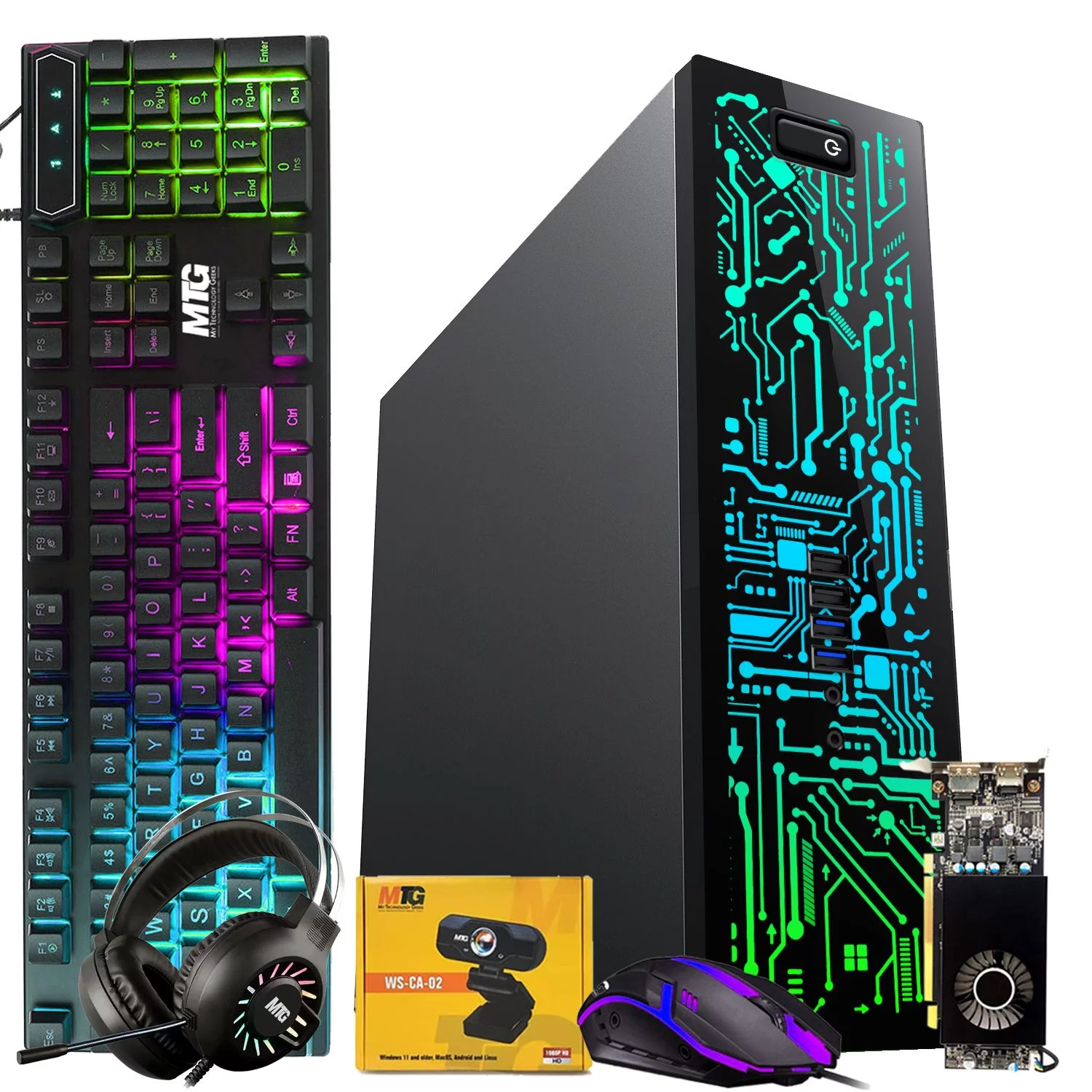 Restored Gaming Desktop PC, Intel Core i7 6th Gen TechMagnet Zeus, GT 1030, 16GB RAM, 1TB SSD, RGB Keyboard Mouse, RGB Headphone, Webcam