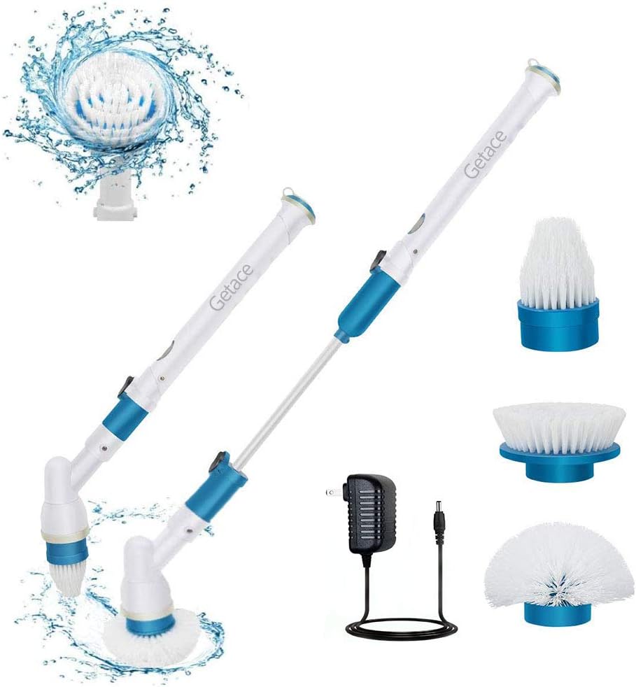 Electric Spin Scrubber,360 Cordless Bathroom Scrubber with 3 Replaceable Cleaning Shower Scrubber Brush Heads,Extension Handle for Tub,Tile, Floor