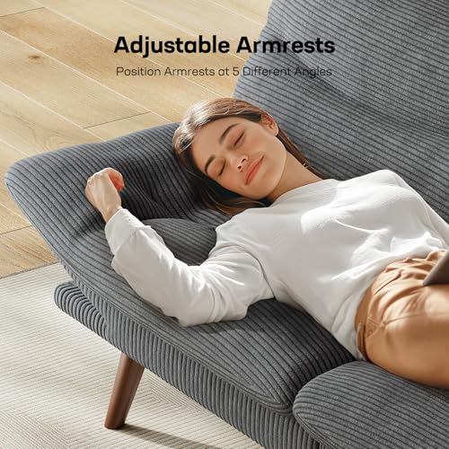 Marsail Futon Sofa Bed, Futon Couch with Adjustable Backrest & Armrests, Convertible Small Sleeper Sofa Bed for Small Apartments, Study Room, Office