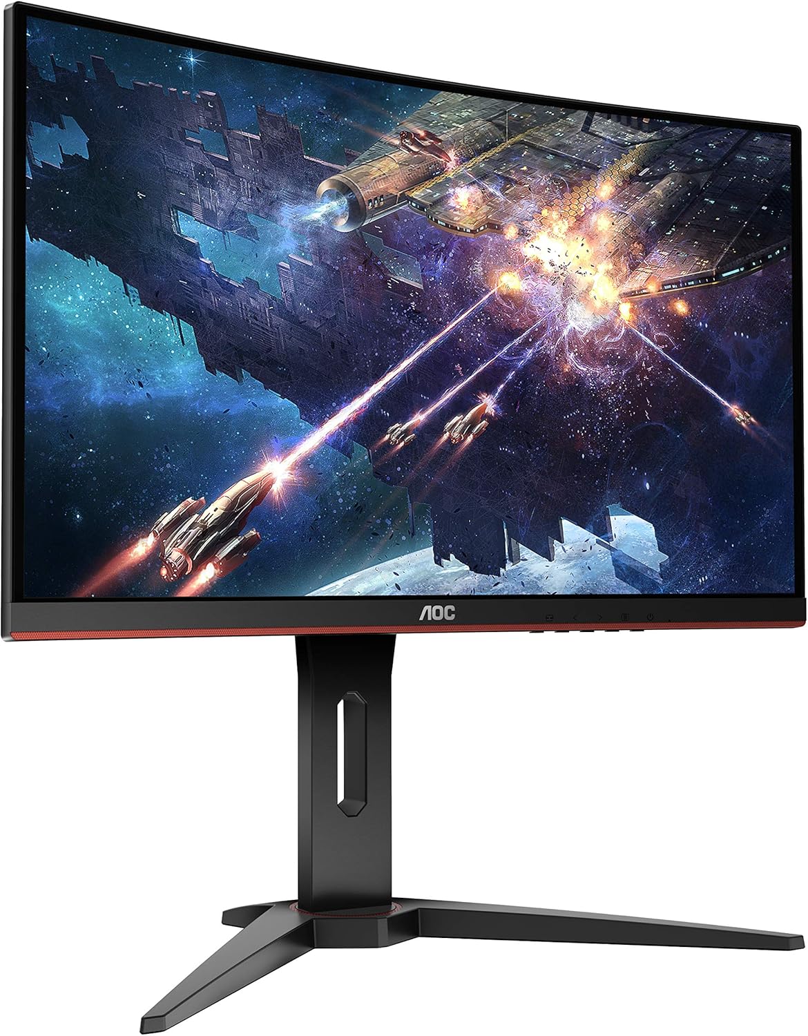 AOC C24G1 24" Curved Frameless Gaming Monitor, FHD 1080p, 1500R VA panel, 1ms 144Hz, FreeSync, Height adjustable, VESA, 3-Year Zero Dead Pixels Black