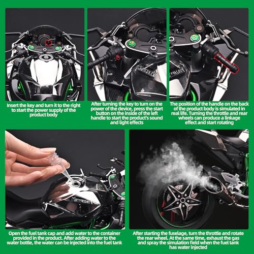 Die Cast Motorcycle 1:6 Scale for Kawasaki H2R Motorcycles Alloy Racing Motorcycle Model Power Toy Motorcycles Collection Kawasaki Model Motorcycles