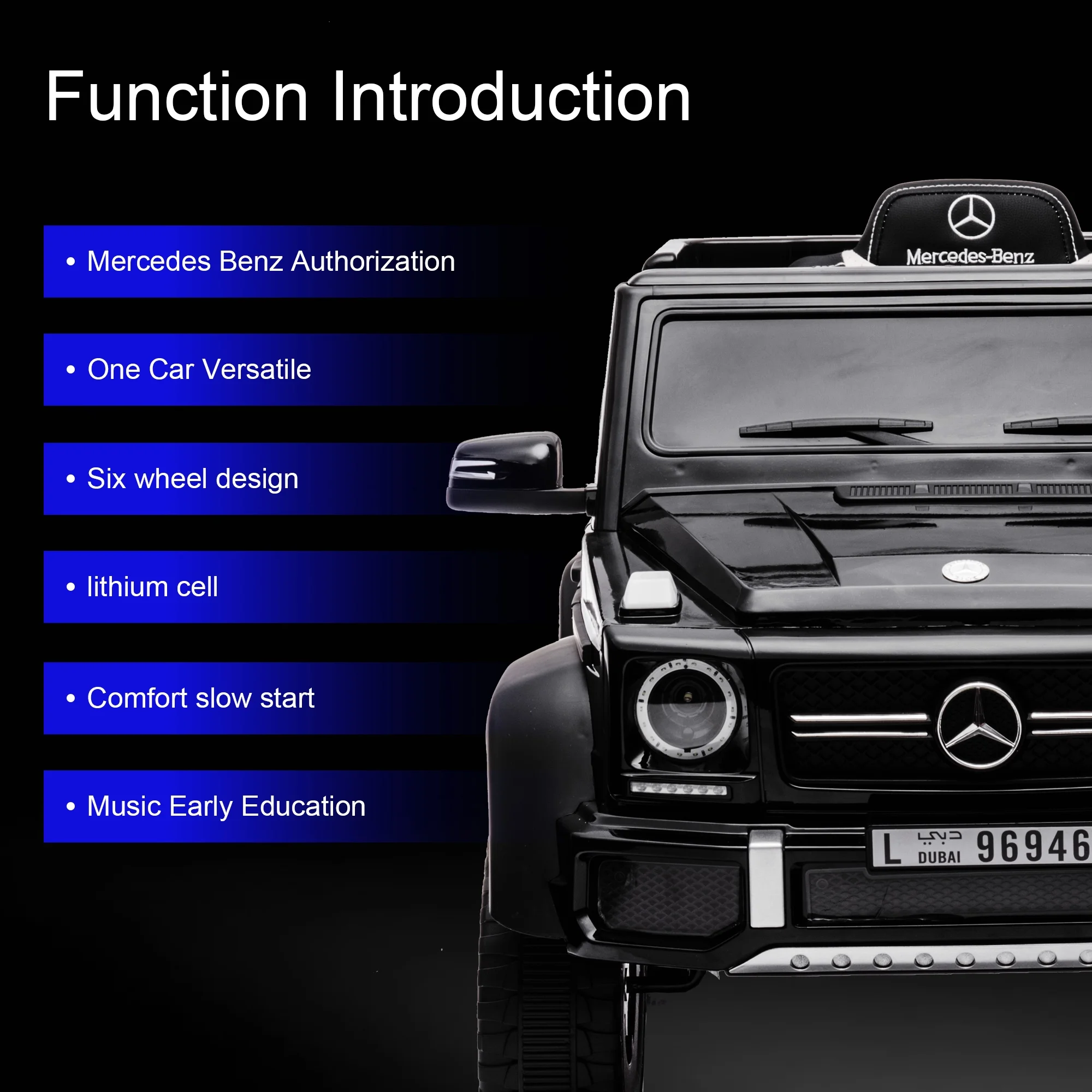 Licensed Mercedes Benz G63 24V Ride On Cars, 200W Powerful Motors Electric Truck with Remote Control, MP3 Player, Soft Seat, 6 Wheels Drive