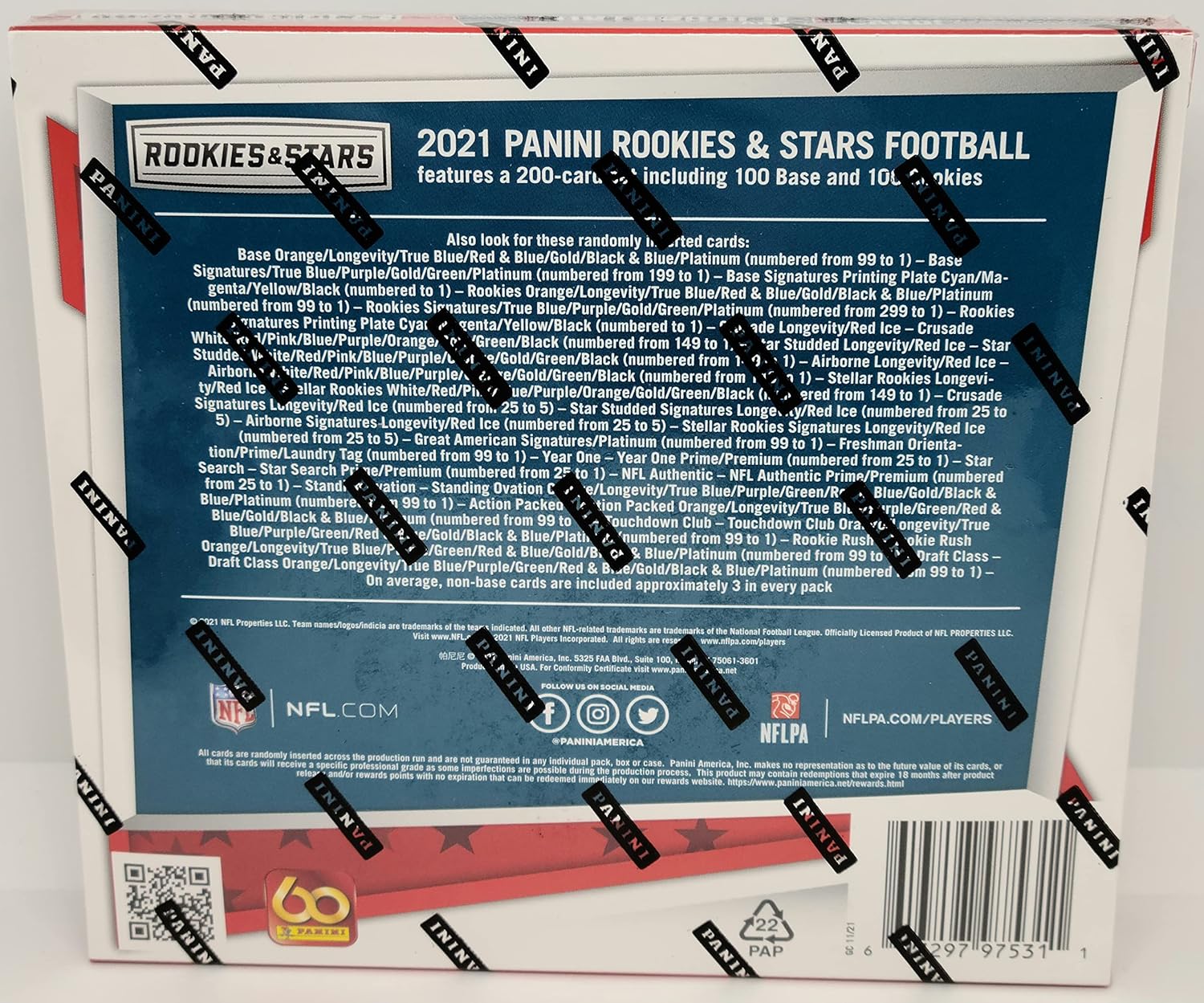 2021 Panini Rookies & Stars Football Trading Cards Mega Box (1 autograph & 1 memorabilia card per box)