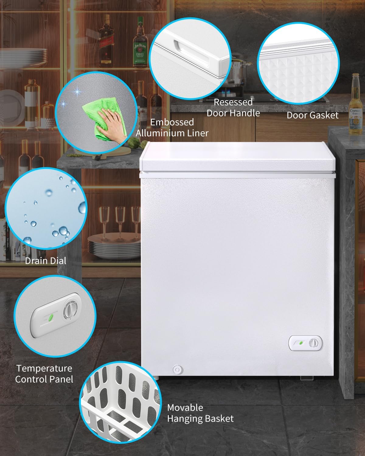 10.0 Cu.Ft Chest Freezer,Deep Freezer with Removable Basket,Compact Freezer with Top Open Door, Adjustable Temperature