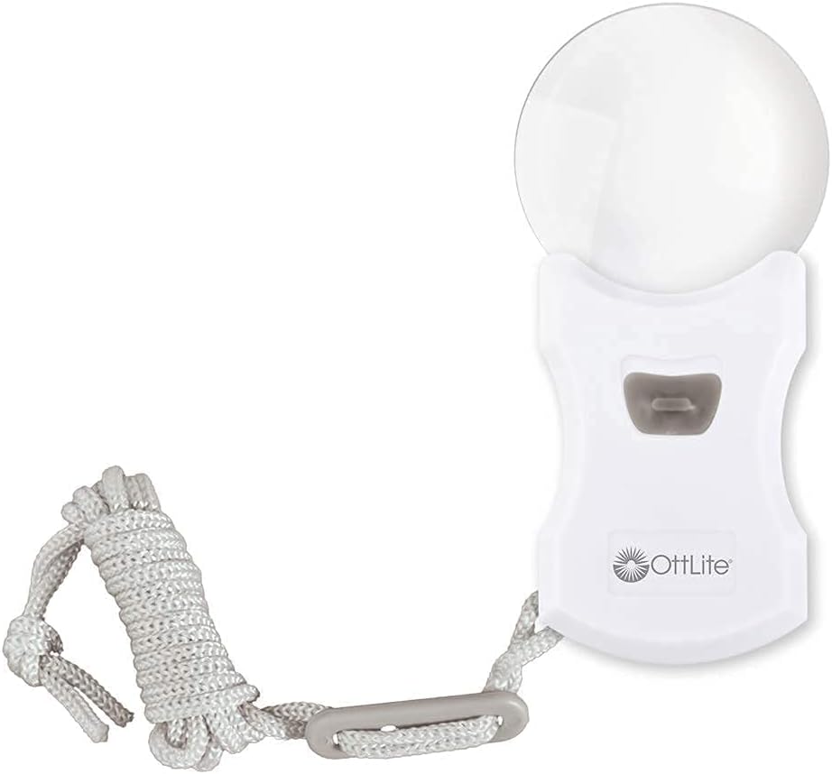 OttLite LED Extra Wide Area Clamp Lamp and Rimless Pendant LED Magnifier - 5 Brightness Settings, Wearable Magnifying Glass