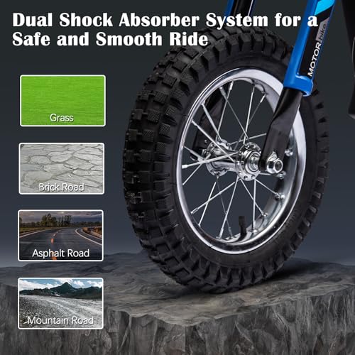 24V Kids Electric Dirt Bike 250W Motor Off-Road Motorcycle, 13.6MPH Fast Speed Powerful Motorcycle for Kids