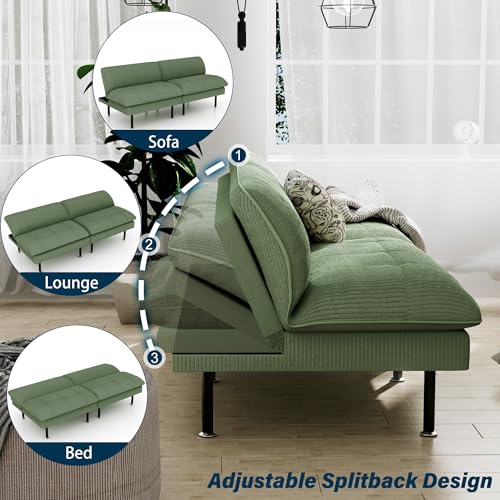 70" Futon Sofa Bed, 4 in 1 Multi-Function Couch Sleeper with Adjustable Backrest, Modern Convertible Futon, Recliner Small Loveseat for Living Room