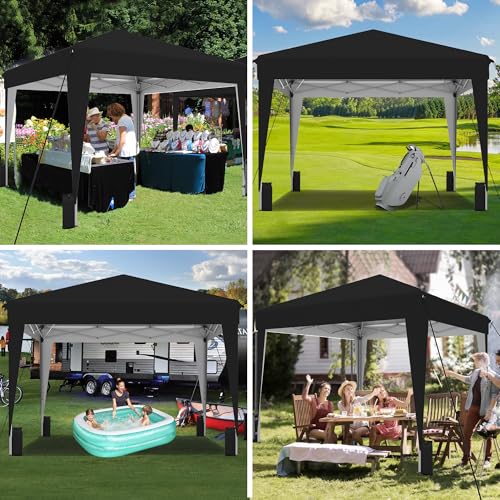 SANWAY 10x10 Pop Up Canopy Tent with Sidewalls x 4 &ndash; Easy Setup Canopy Tent, Waterproof, UV-Resistant