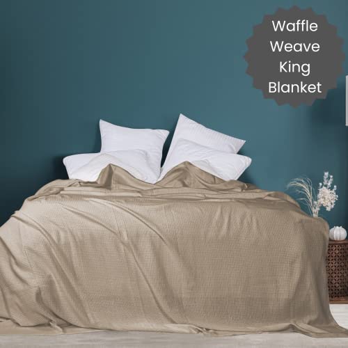 Cotton Clinic Waffle Bed Blanket 100% Cotton - All Season Blanket - Soft Breathable Lightweight - Perfect Blanket Layer for Couch Bed Sofa