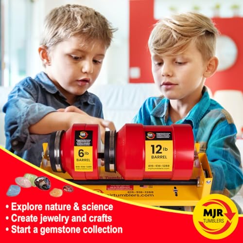 MJR Tumblers Multi-Barrel Rock Tumbler - Durable Leak-Proof Rock Polisher for Kids and Adults Rock Tumbling Tool Geology Hobby Science Kit