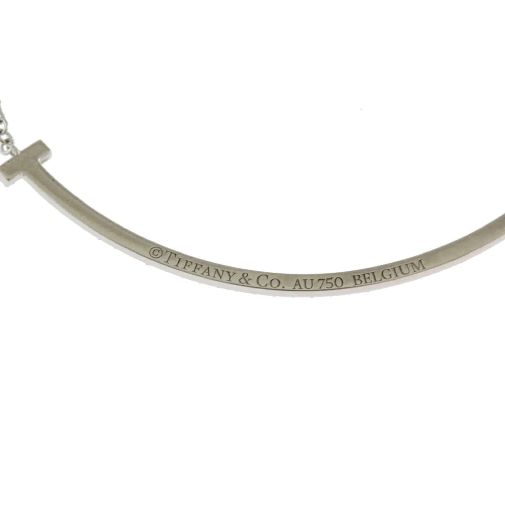 Pre-Owned Tiffany T Smile Diamond Necklace 18K Women's TIFFANY&Co. BRJ10000000120965 (Like New)