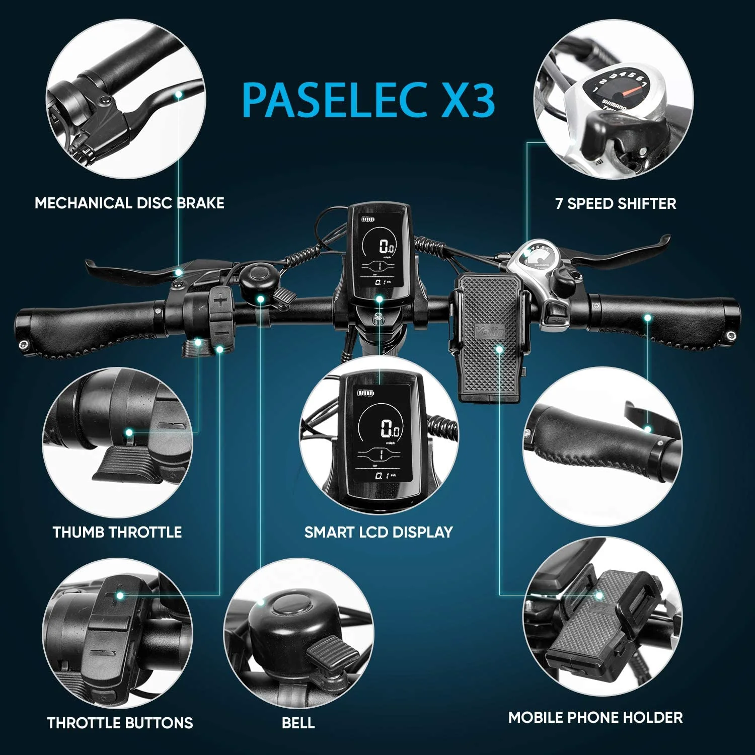 Paselec Electric Bike for Adults,Folding Electric Bicycle, Mountain Ebike with Peak 750W Motor, 20inch *3.0 Fat Tire Ebike