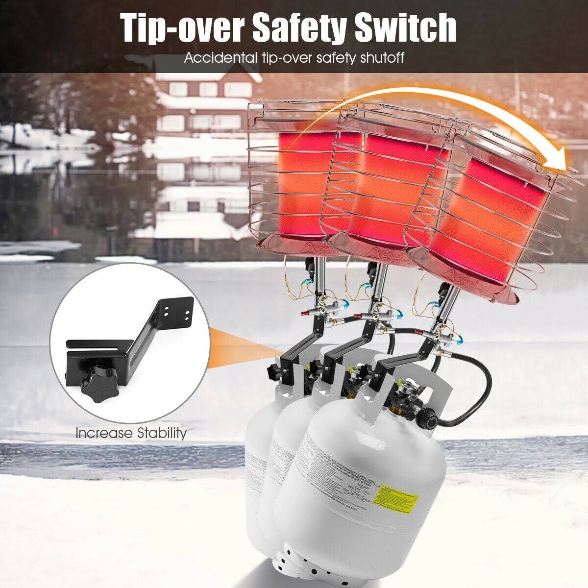 35,000-42,000 BTU 360 Degree Camping Top Propane Heater - Silver