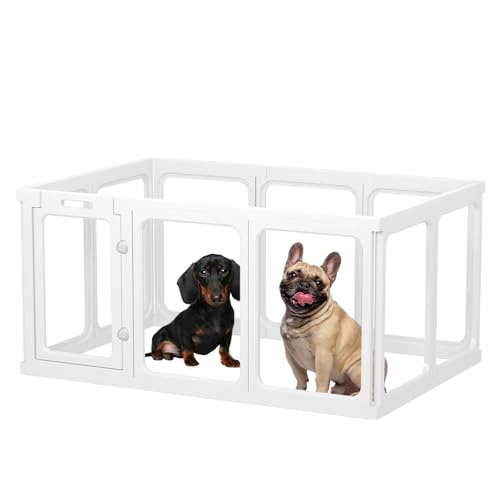 Clear Acrylic Dog Playpen - 11.6 sq.ft, 24" H 10 Planes Transparent Dog Fence Indoor, Sturdy Pet Pen for Puppy/Small Dog/Rabbit/Cat/Pig