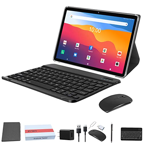 Tablet 10.1 Inch 128 Storage+1TB Expand 2 in 1 Android Tablets, Tablet with Keyboard Case Mouse, 5G Dual WiFi, GPS, Octa Core, HD Touchscreen