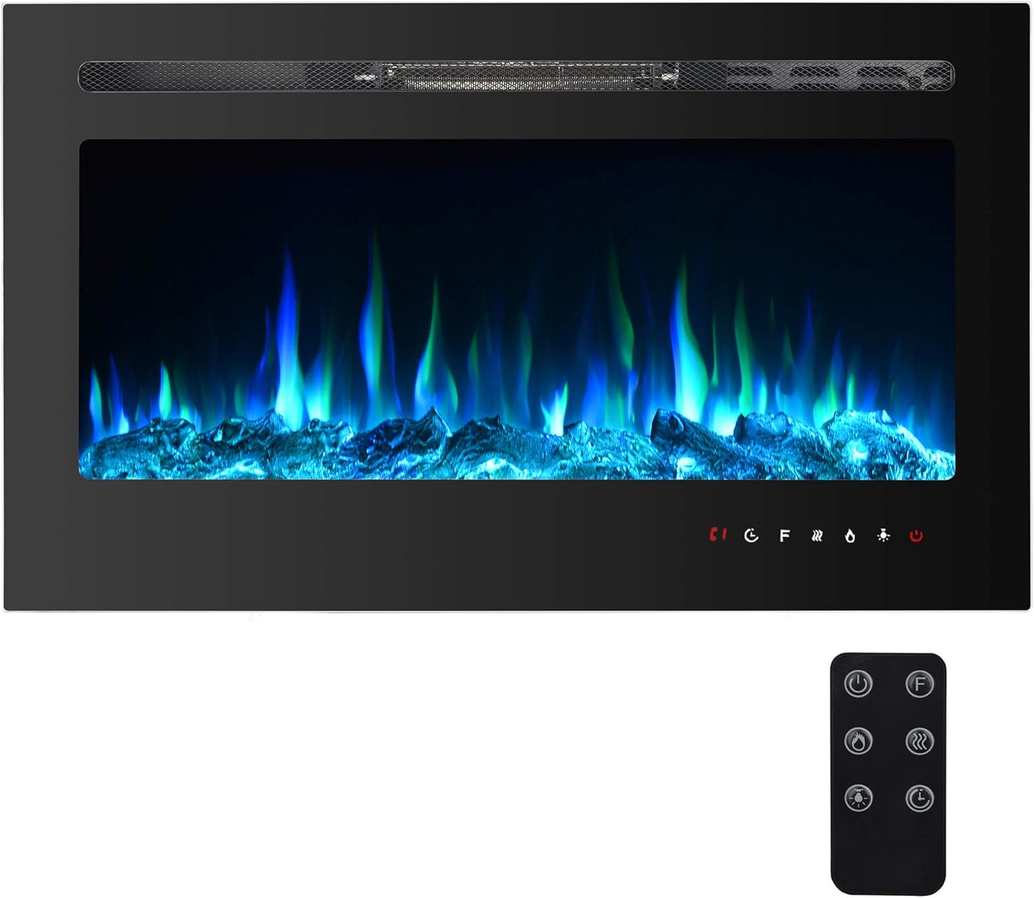 36 Inch Electric Fireplace Inserts, Wall Mounted Fireplace, Recessed Electric Fireplace, Led Fireplace, Linear Fireplace, 750/1500W