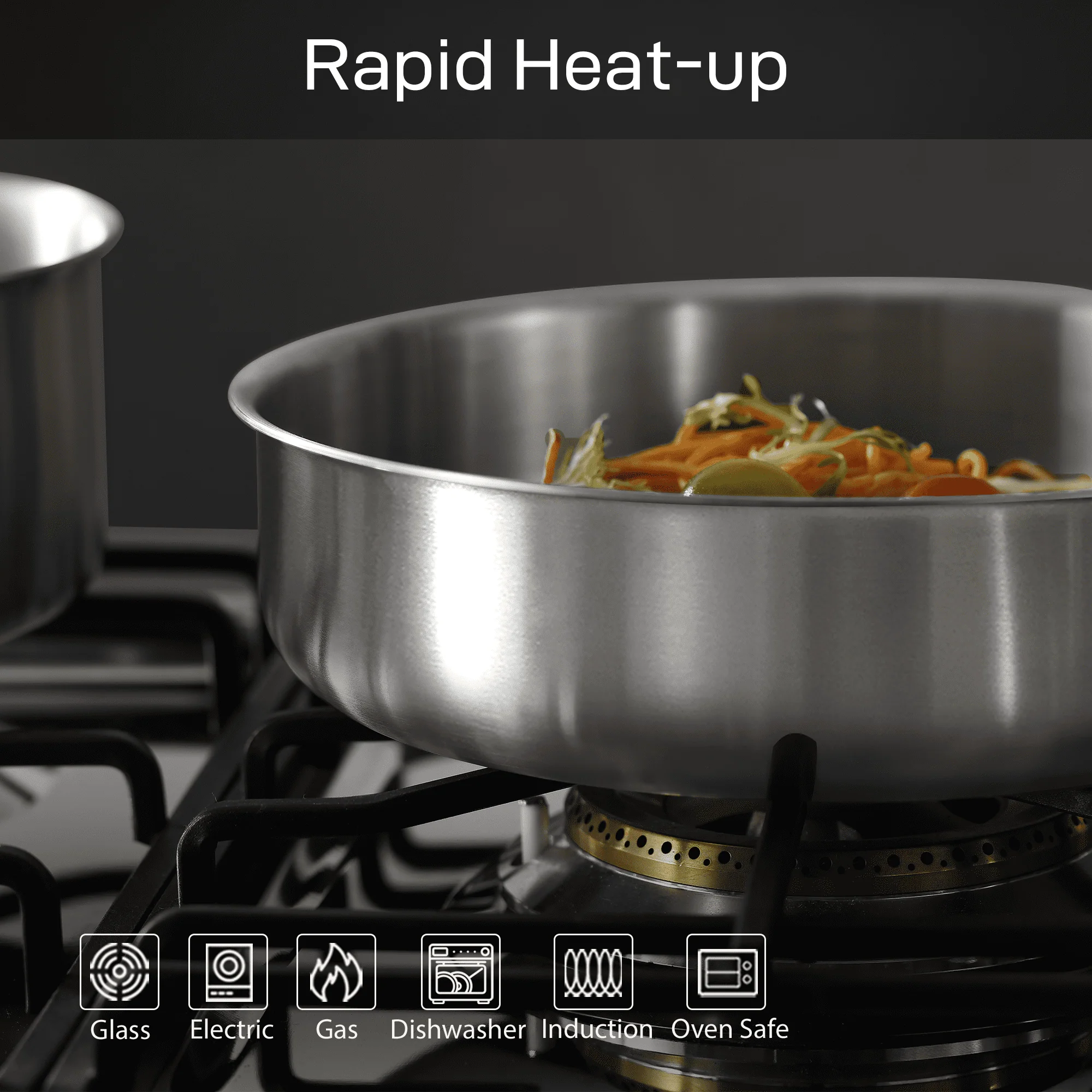 Carote Nonstick Cookware Sets, 5 Pcs Granite Non Stick Pots and Pans Set with Removable Handle
